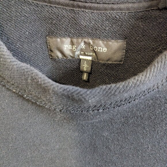 Rag & Bone Loopback Logo Print Crew Neck Sweatshirt, Men's Size L, Black - Picture 3 of 6